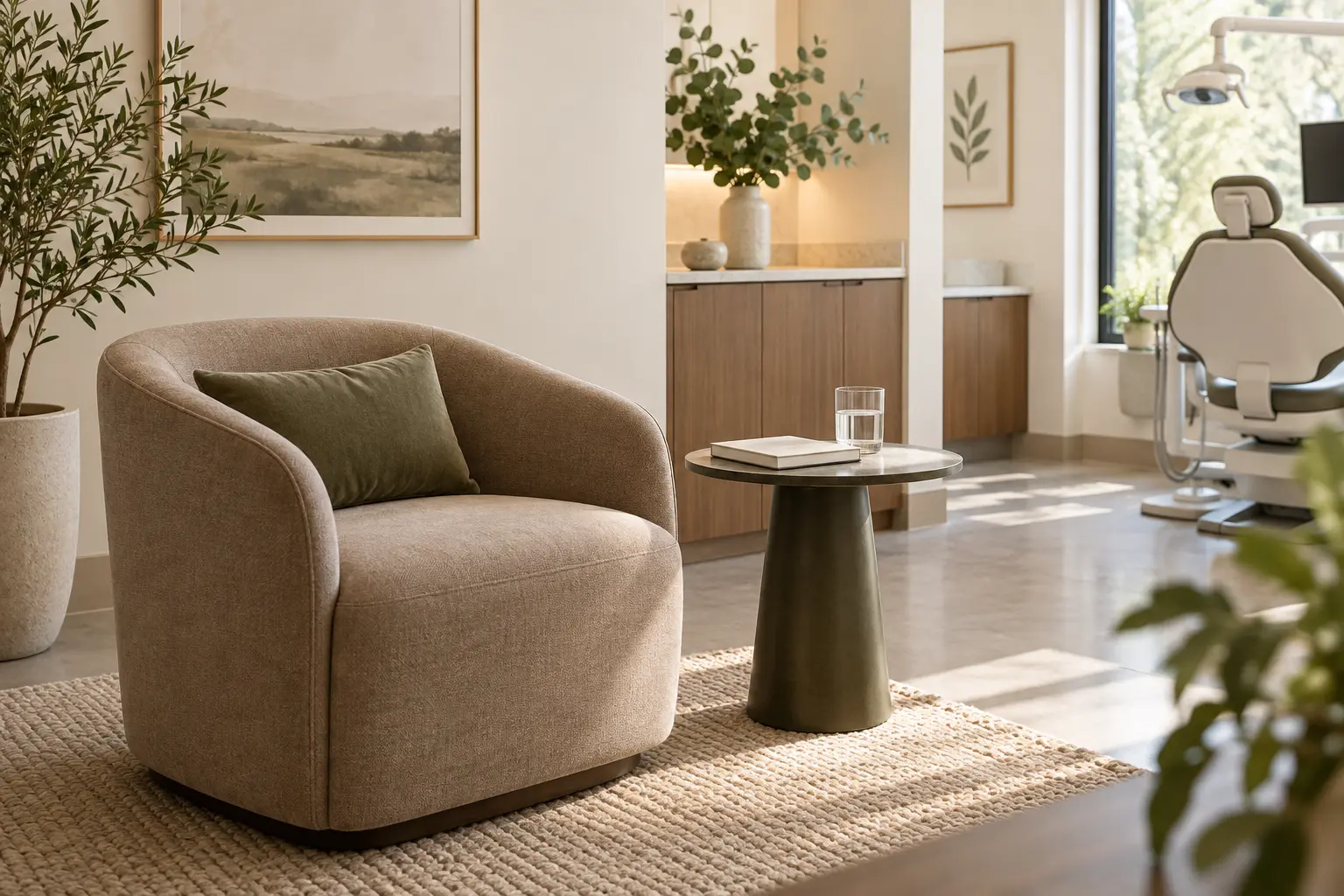 Calm consultation setting prepared for a dental visit