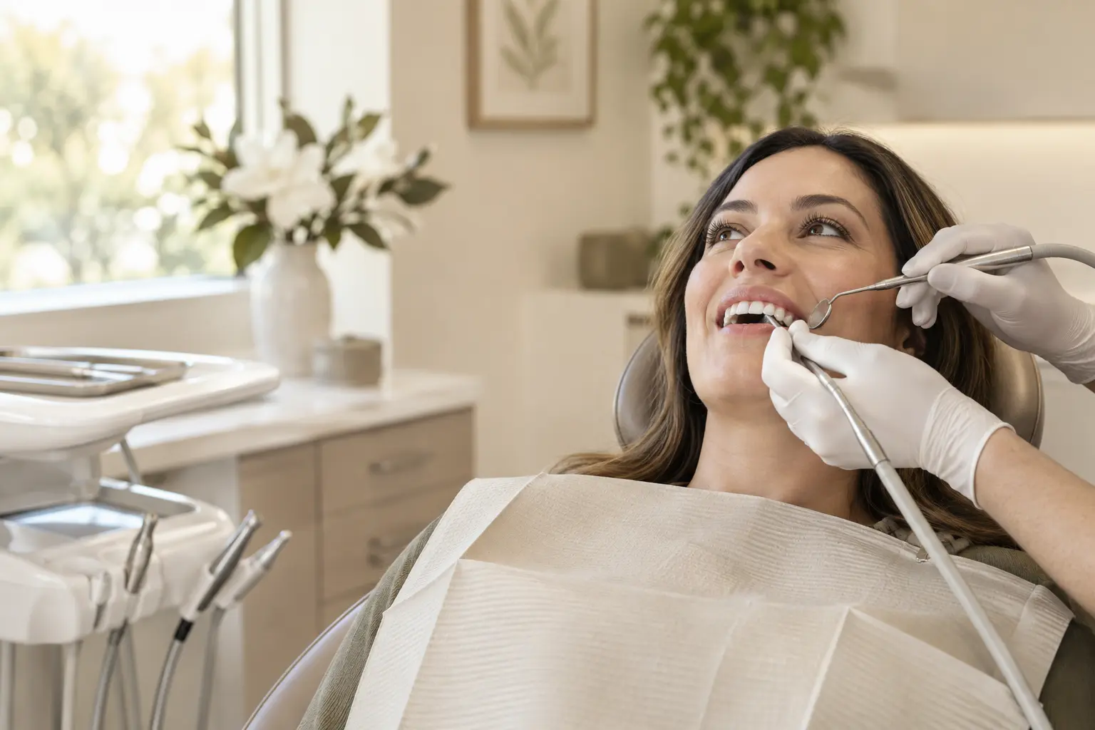 Dental cleaning and preventive care in a modern treatment setting