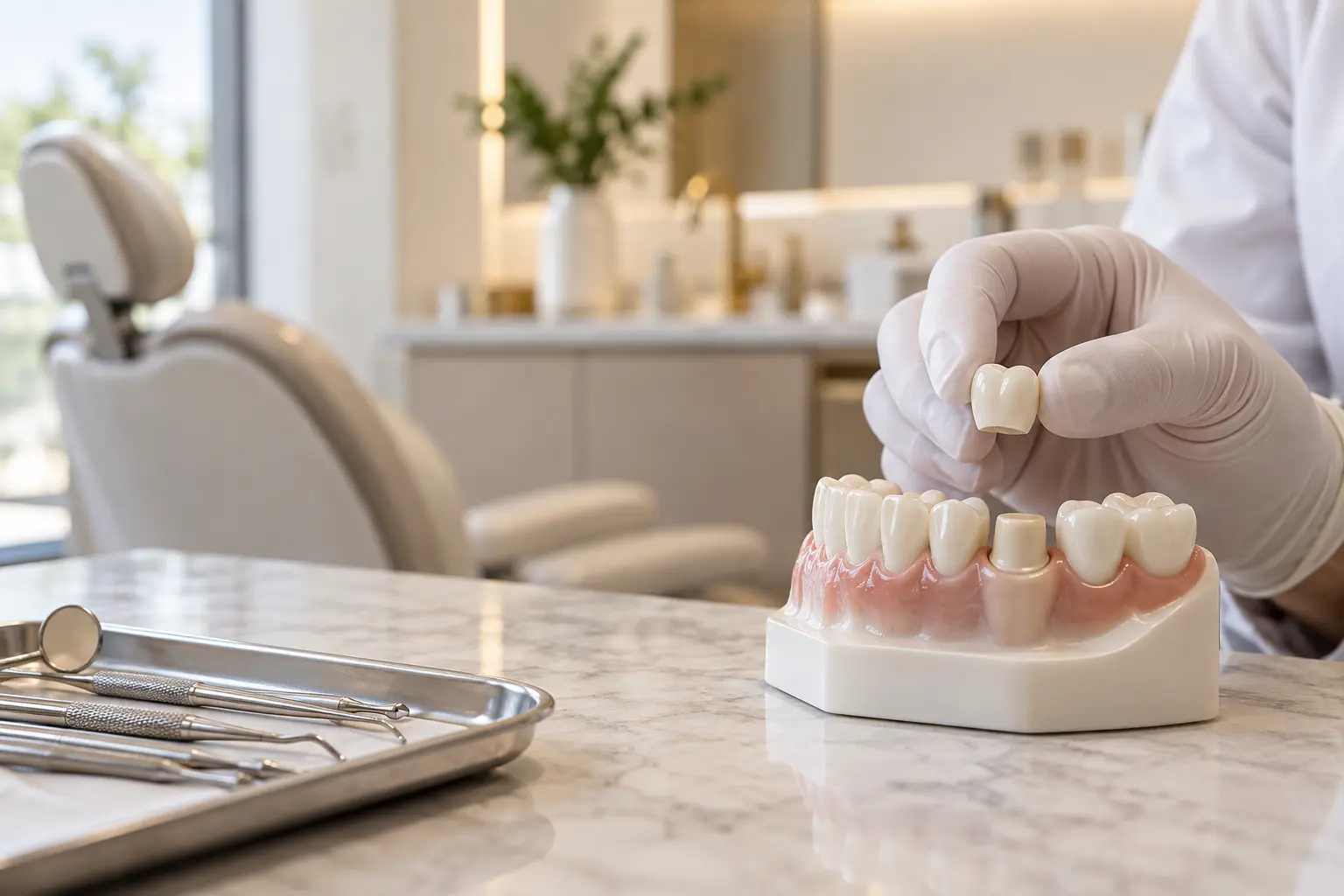Dental crown treatment for a damaged or weakened tooth